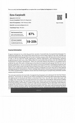 PYTHON PROGRAMMING CREDENTIAL ID 3658-24101967